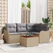 vidaXL Trädgårdsoffset 5 pcs Beige Poly rattan