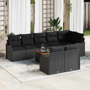 vidaXL Trädgårdsoffset 9 pcs Svart Poly rattan