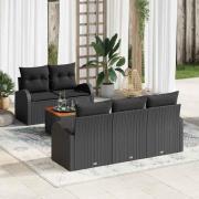 vidaXL Trädgårdsoffset 6 pcs Svart Poly rattan
