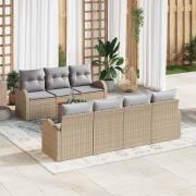 vidaXL Trädgårdsoffset 8 pcs Beige Poly rattan