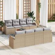 vidaXL Trädgårdsoffset 9 pcs Beige Poly rattan