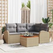 vidaXL Trädgårdsoffset 5 pcs Beige Poly rattan
