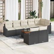 vidaXL Trädgårdsoffset med kudde 9 pcs Svart Poly rattan