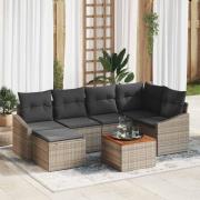 vidaXL Trädgårdsoffset med kudde 7 pcs Grå Poly rattan