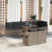 vidaXL Trädgårdsoffset med kudde 9 pcs Grå Poly rattan