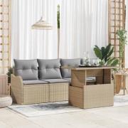 vidaXL Trädgårdsoffset med kudde 5 pcs Beige Poly rattan
