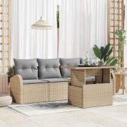 vidaXL Trädgårdsoffset med kudde 5 pcs Beige Poly rattan