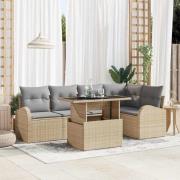 vidaXL Trädgårdsoffset 6 pcs beige och ljusgrå 100 x 55 x 73 cm