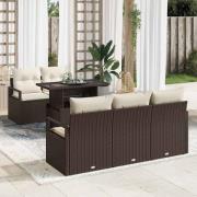 vidaXL Trädgårdsoffset 6 pcs Brun och gräddvit 100 x 55 x 73 cm