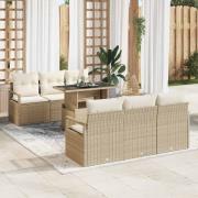 vidaXL Trädgårdsoffset 7 pcs beige och gräddvit 100 x 55 x 73 cm