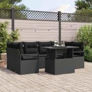 vidaXL Soffset med kudde 7 pcs Svart konstrotting