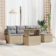 vidaXL Trädgårdsoffset med kudde 6 pcs beige och ljusgrå