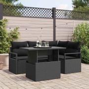vidaXL Trädgårdsoffset med kudde 5 pcs Svart 100 x 55 x 73 cm