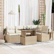 vidaXL Trädgårdsoffset 6 pcs beige och gräddvit 100 x 55 x 73 cm