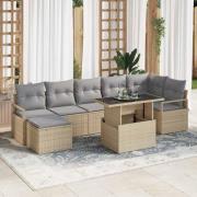 vidaXL Trädgårdsoffset med kudde 8 pcs beige och ljusgrå