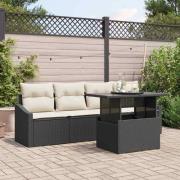 vidaXL Trädgårdsoffset 5 pcs Svart och gräddvit 100 x 55 x 73 cm