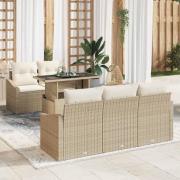 vidaXL Trädgårdsoffset med kudde 6 pcs beige och gräddvit