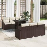 vidaXL Trädgårdsoffset 7 pcs Brun och gräddvit 100 x 55 x 73 cm