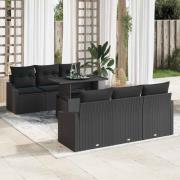 vidaXL Trädgårdsoffset med kudde 7 pcs Svart 100 x 55 x 73 cm