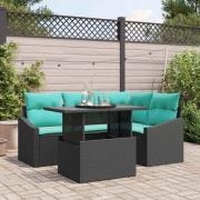 vidaXL Trädgårdsoffset 6 pcs Svart och gräddvit 100 x 55 x 73 cm