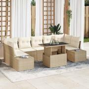 vidaXL Trädgårdsoffset 8 pcs beige och gräddvit 100 x 55 x 73 cm