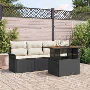 vidaXL Trädgårdsoffset 5 pcs Svart och gräddvit 100 x 55 x 73 cm