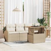 vidaXL Trädgårdsoffset med kudde 5 pcs beige och gräddvit