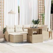 vidaXL Trädgårdsoffset med kudde 7 pcs beige och gräddvit