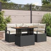 vidaXL Trädgårdsmöbelset 5 pcs Svart och kräm 100 x 55 x 73 cm