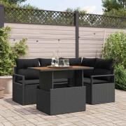 vidaXL Trädgårdsmöbelset med kudde 5 pcs Svart, Brun 100 x 55 x 73 cm