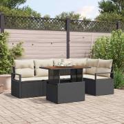 vidaXL Trädgårdsmöbelset 6 pcs Svart och kräm 100 x 55 x 73 cm