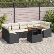 vidaXL Trädgårdsmöbelset 8 pcs Svart och kräm 100 x 55 x 73 cm
