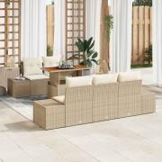 vidaXL Trädgårdsmöbelset 6 pcs Beige och gräddfärgad 100 x 55 x 73 cm