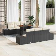vidaXL Trädgårdsmöbelset 7 pcs Svart, Grädde 100 x 55 x 73 cm