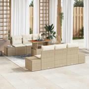 vidaXL Trädgårdsmöbelset 7 pcs Beige och gräddfärgad 100 x 55 x 73 cm