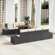 vidaXL Trädgårdsmöbelset 8 pcs Svart, Grädde 100 x 55 x 73 cm