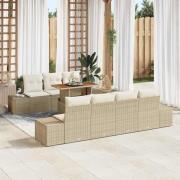 vidaXL Trädgårdsmöbelset 8 pcs Beige och gräddfärgad 100 x 55 x 73 cm