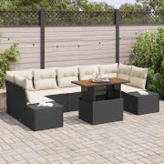 vidaXL Trädgårdsmöbelset 8 pcs Svart, Grädde 100 x 55 x 73 cm