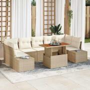 vidaXL Trädgårdsmöbelset 8 pcs Beige och gräddfärgad 100 x 55 x 73 cm