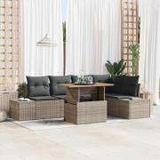 vidaXL Trädgårdsmöbelset med kudde 6 pcs Grå och Brun 100 x 55 x 73 cm