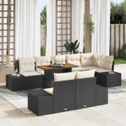 vidaXL Trädgårdsmöbelset 9 pcs Svart, Grädde 100 x 55 x 73 cm