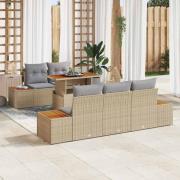 vidaXL Trädgårdsmöbelset med kudde med kudde 6 pcs Beige och Grå