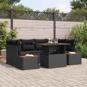 vidaXL Trädgårdsmöbelset med kudde 7 pcs Svart, Brun 100 x 55 x 73 cm