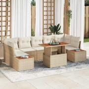 vidaXL Trädgårdsmöbelset 8 pcs Beige och gräddfärgad 100 x 55 x 73 cm