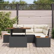 vidaXL Trädgårdsmöbelset 5 pcs Svart och beige 100 x 55 x 73 cm