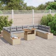 vidaXL Trädgårdsmöbelset med kudde 11 pcs Beige, grå 100 x 55 x 73 cm