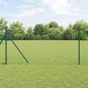 vidaXL Staket med stolpar Grön 1.2 x 10 m Stål