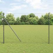 vidaXL Staket med stolpar Grå 1.6 x 10 m Stål