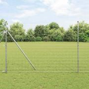 vidaXL Staket med stolpar Silver 1.6 x 10 m Stål