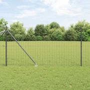 vidaXL Staket med stolpar Grå 1.2 x 10 m Stål